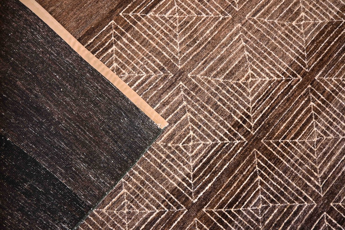 Time Flows - French Art Deco Rug, Circa 1940 - Wool Pile On Cotton - No. 1518-photo-2