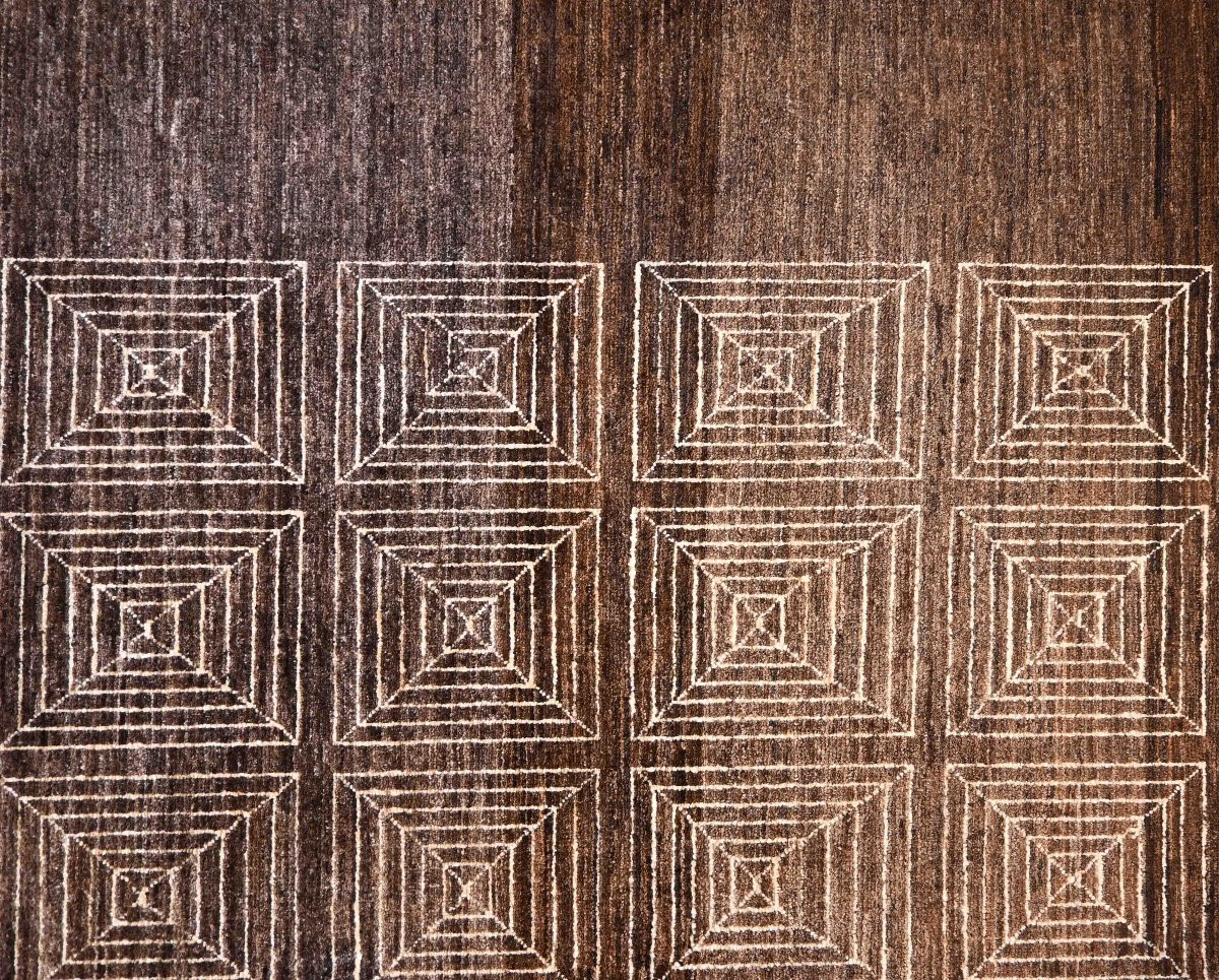 Time Flows - French Art Deco Rug, Circa 1940 - Wool Pile On Cotton - No. 1518-photo-3