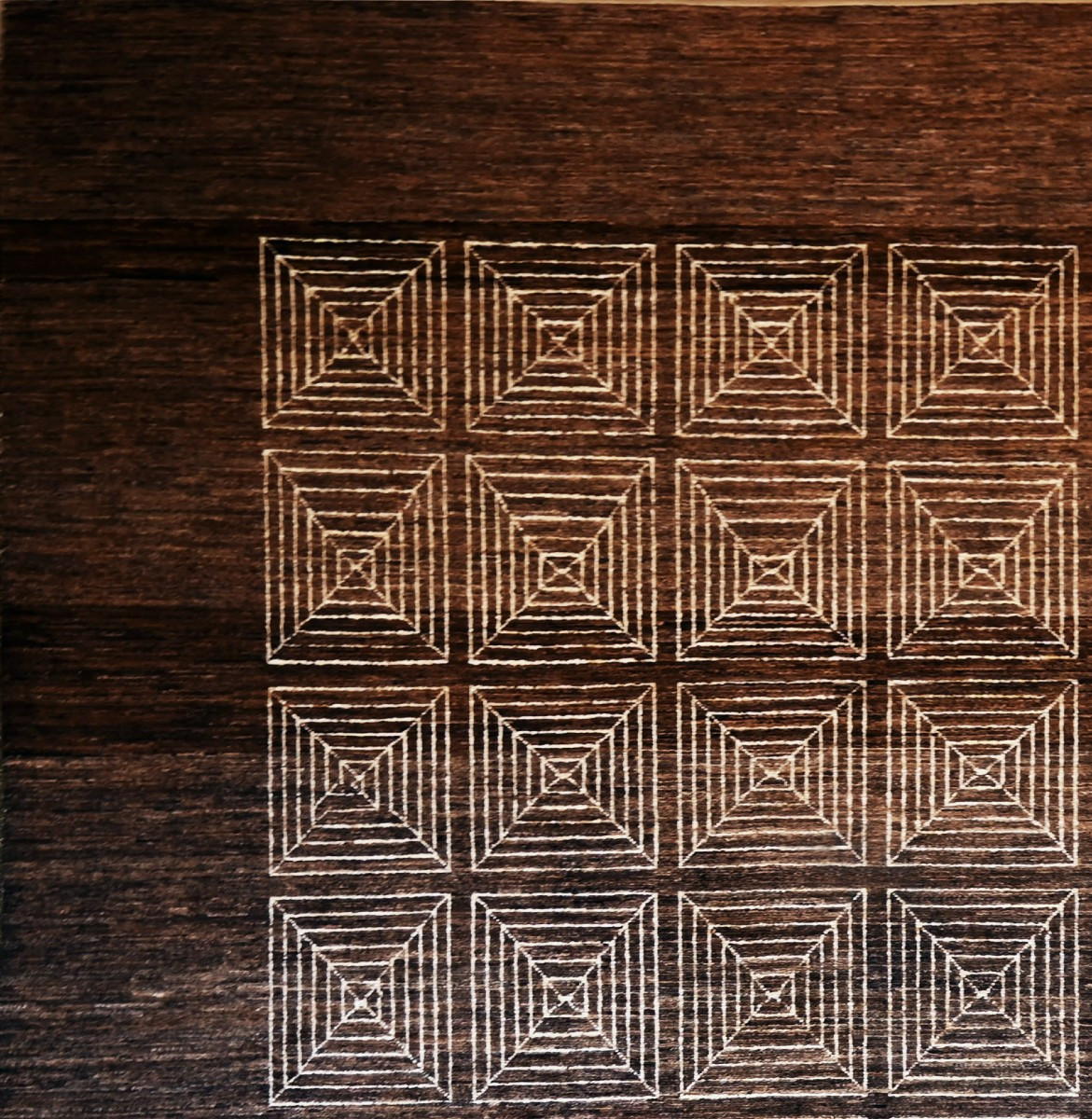 Time Flows - French Art Deco Rug, Circa 1940 - Wool Pile On Cotton - No. 1518-photo-1