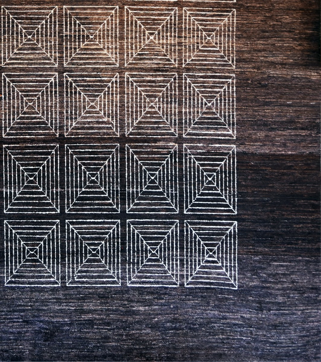 Time Flows - French Art Deco Rug, Circa 1940 - Wool Pile On Cotton - No. 1518-photo-2