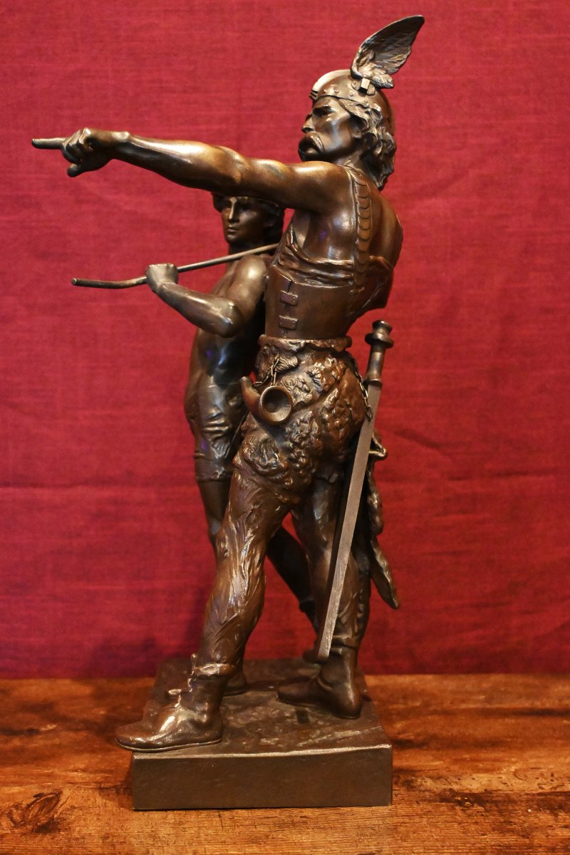 Émile LAPORTE  — Pro Patria (Vercingétorix et son fils) — Bronze à patine brune - N 1714-photo-1