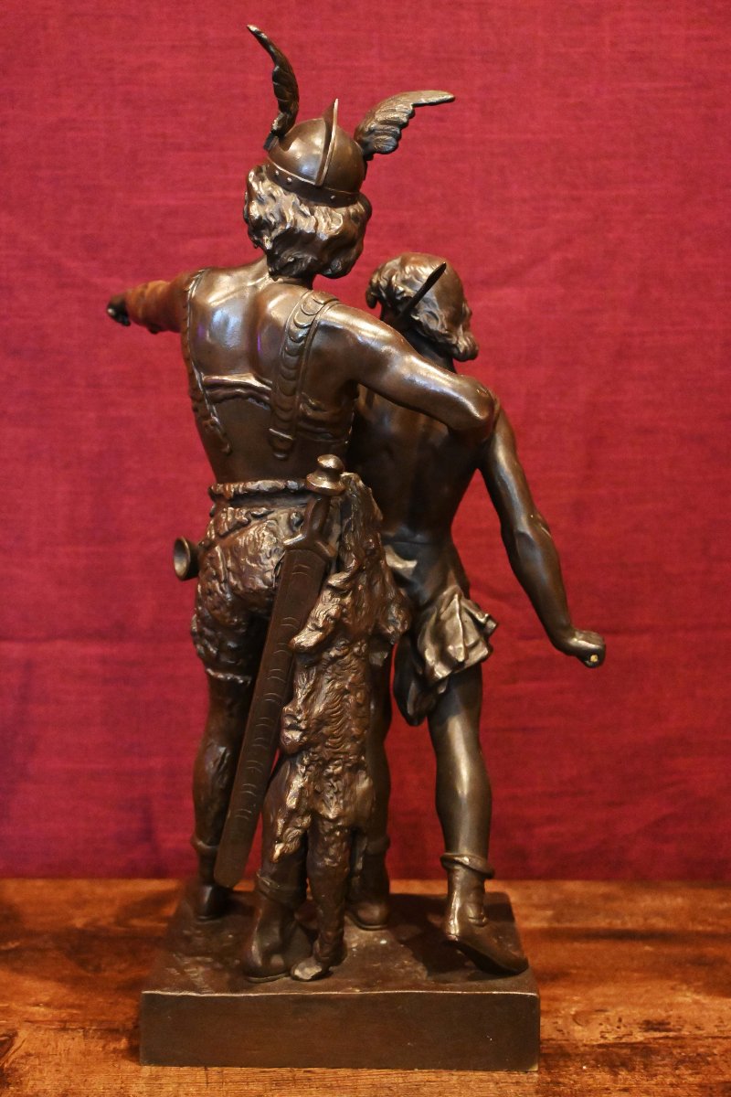 Émile LAPORTE  — Pro Patria (Vercingétorix et son fils) — Bronze à patine brune - N 1714-photo-2