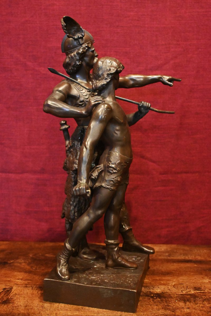 Émile LAPORTE  — Pro Patria (Vercingétorix et son fils) — Bronze à patine brune - N 1714-photo-4