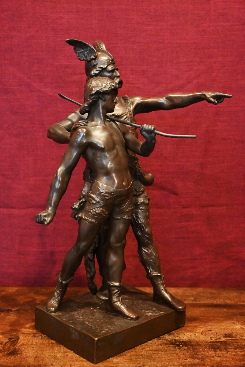 Émile LAPORTE  — Pro Patria (Vercingétorix et son fils) — Bronze à patine brune - N 1714-photo-5