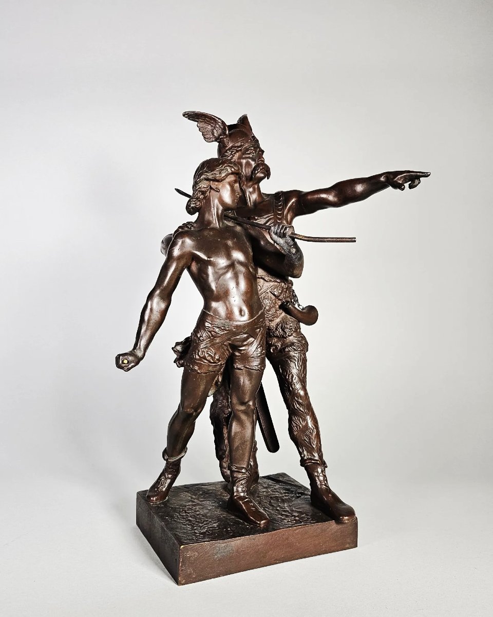 Émile LAPORTE  — Pro Patria (Vercingétorix et son fils) — Bronze à patine brune - N 1714
