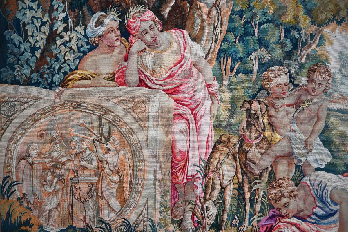 Narcisse Se Mirant Dans l&#039;Eau, Fine Tapisserie Manufacture Nationale De Beauvais 19e.s - N 1546-photo-3