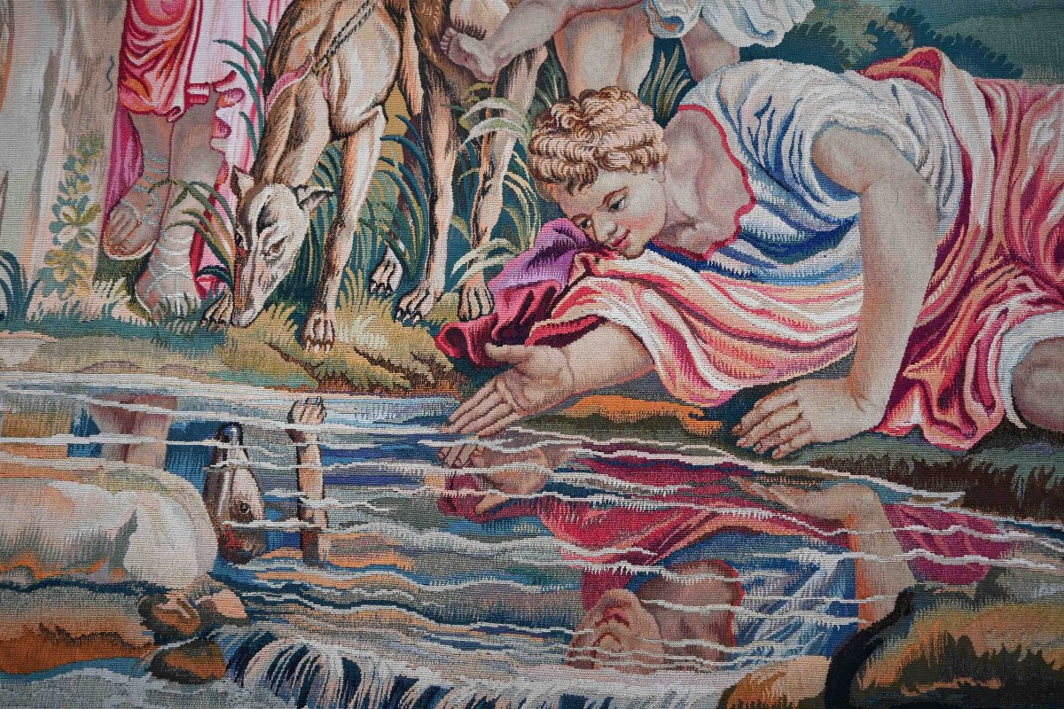 Narcisse Se Mirant Dans l&#039;Eau, Fine Tapisserie Manufacture Nationale De Beauvais 19e.s - N 1546-photo-1