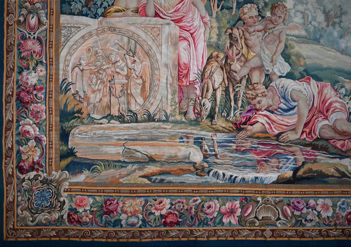 Narcisse Se Mirant Dans l&#039;Eau, Fine Tapisserie Manufacture Nationale De Beauvais 19e.s - N 1546-photo-6