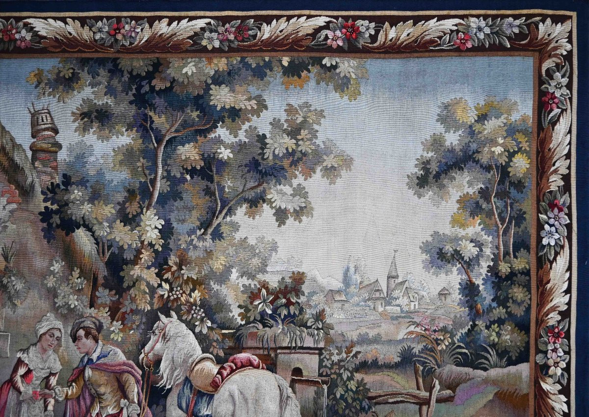 Gallant Scene, Tapestry Manufacture Aubusson XIXth Century - 216lx157h Cm - No. 1545-photo-3