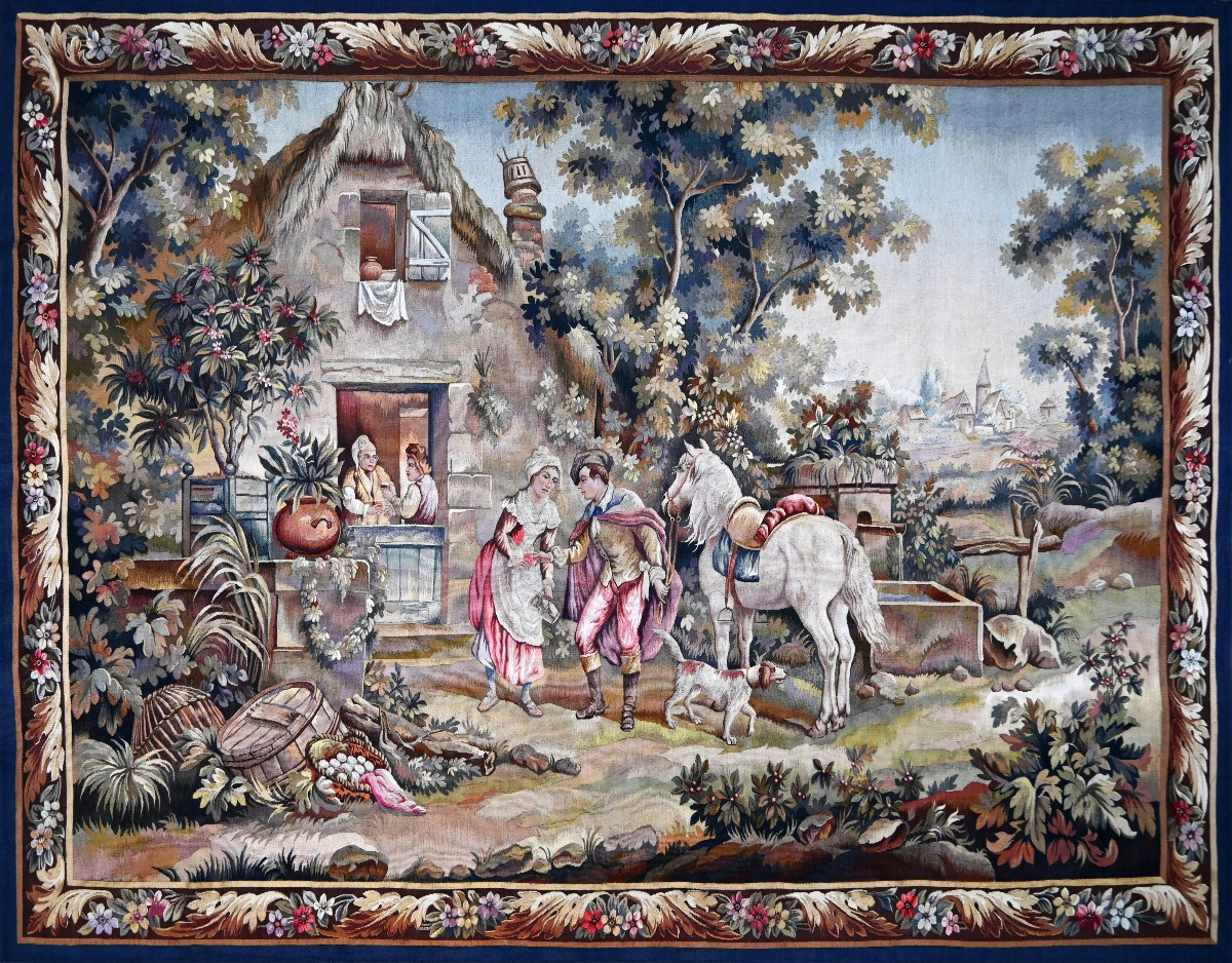 Gallant Scene, Tapestry Manufacture Aubusson XIXth Century - 216lx157h Cm - No. 1545