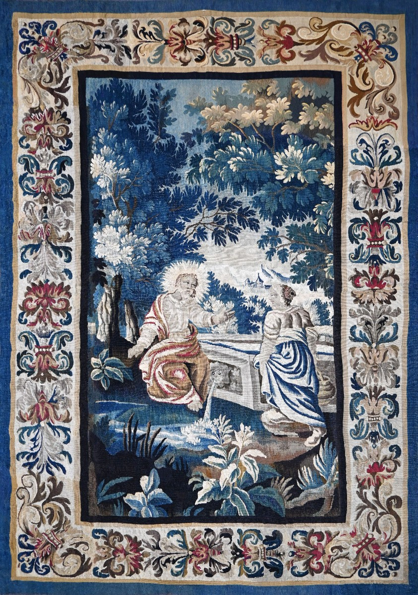 Aubusson Tapestry, Late 17th Century - Jesus And The Samaritan Woman - 2m35hx1m55w - No. 1547