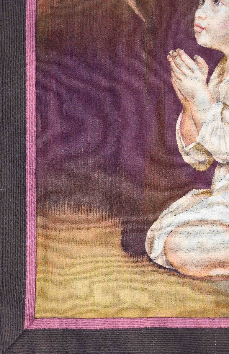 Le petit Samuel en prière d'après Sir Joshua REYNOLDS - Tapisserie J. BERTON Aubusson - N° 1542-photo-2