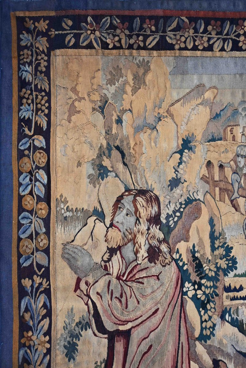 First Station, Jesus In Agony In The Garden Of Olives, French Tapestry Late 18th Century -1566-photo-2