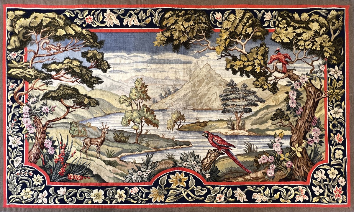 Verdure, Tapestry From The Aubusson Manufactory, 19th Century - 2m30lx1m38h - No. 900