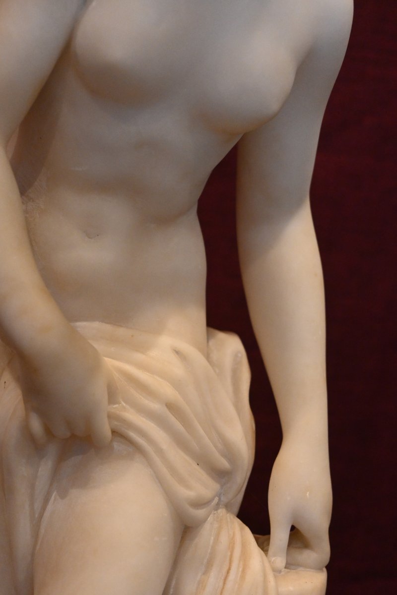 White Marble Statuette – Modern School – Venus At The Bath (or The Bather) – No. 1707-photo-4