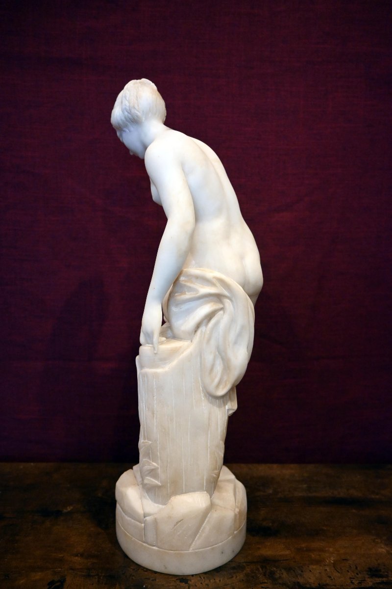 White Marble Statuette – Modern School – Venus At The Bath (or The Bather) – No. 1707-photo-5