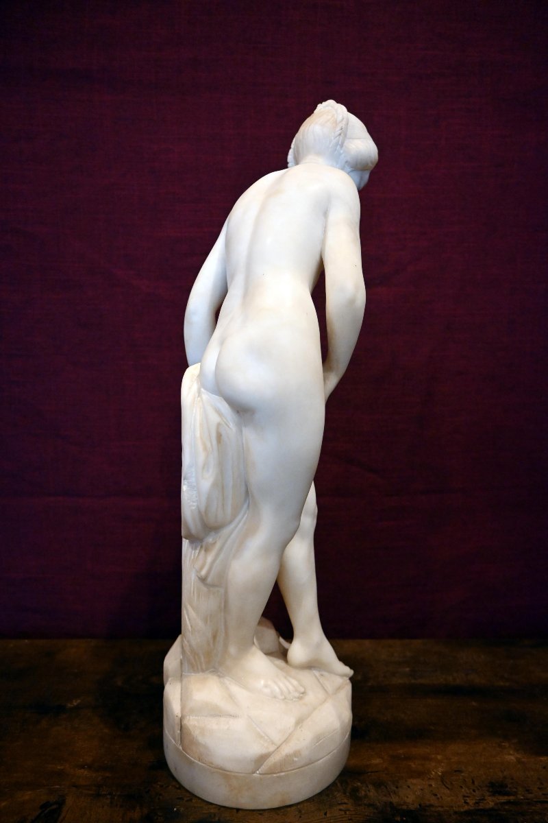 White Marble Statuette – Modern School – Venus At The Bath (or The Bather) – No. 1707-photo-7