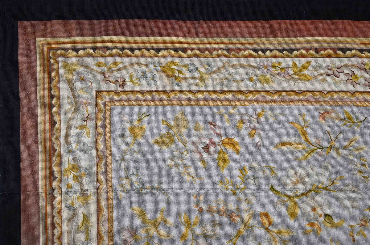 Antique Petit-point Church Altar Carpet, France, 19th Century - 2.50m X 1.90m - No. 1552-photo-1