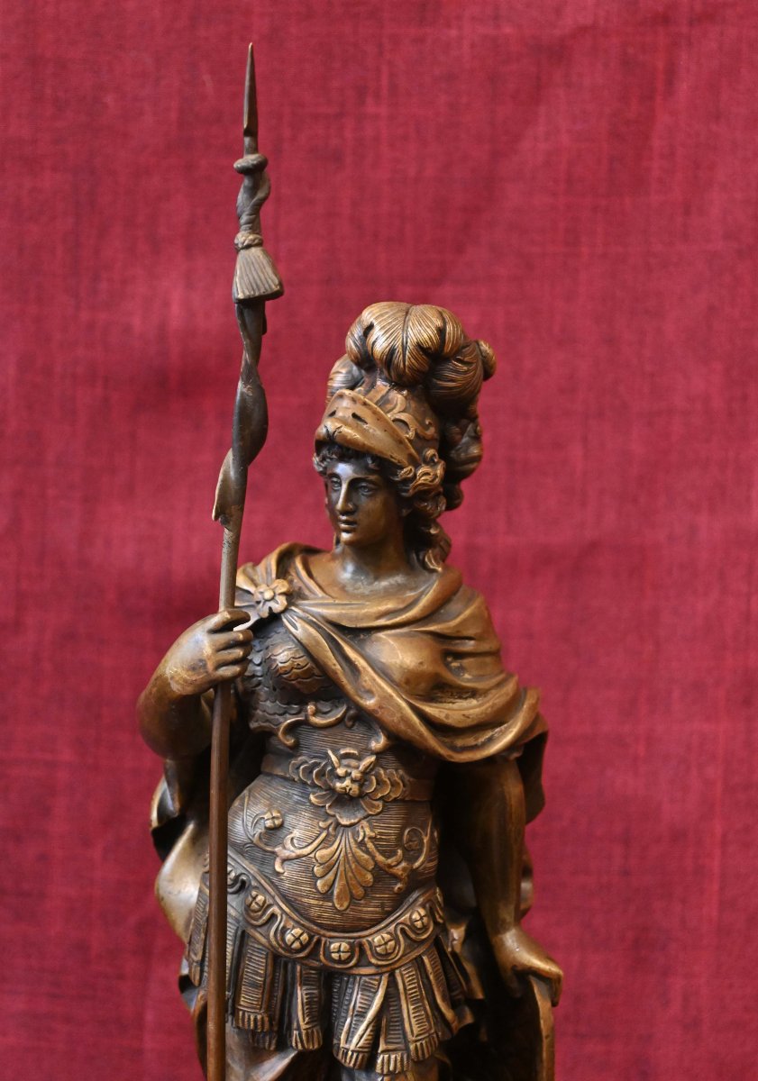 Mathurin MOREAU (1822-1912) – Paire de Bronzes « Athéna et Mars » en Armure-photo-2