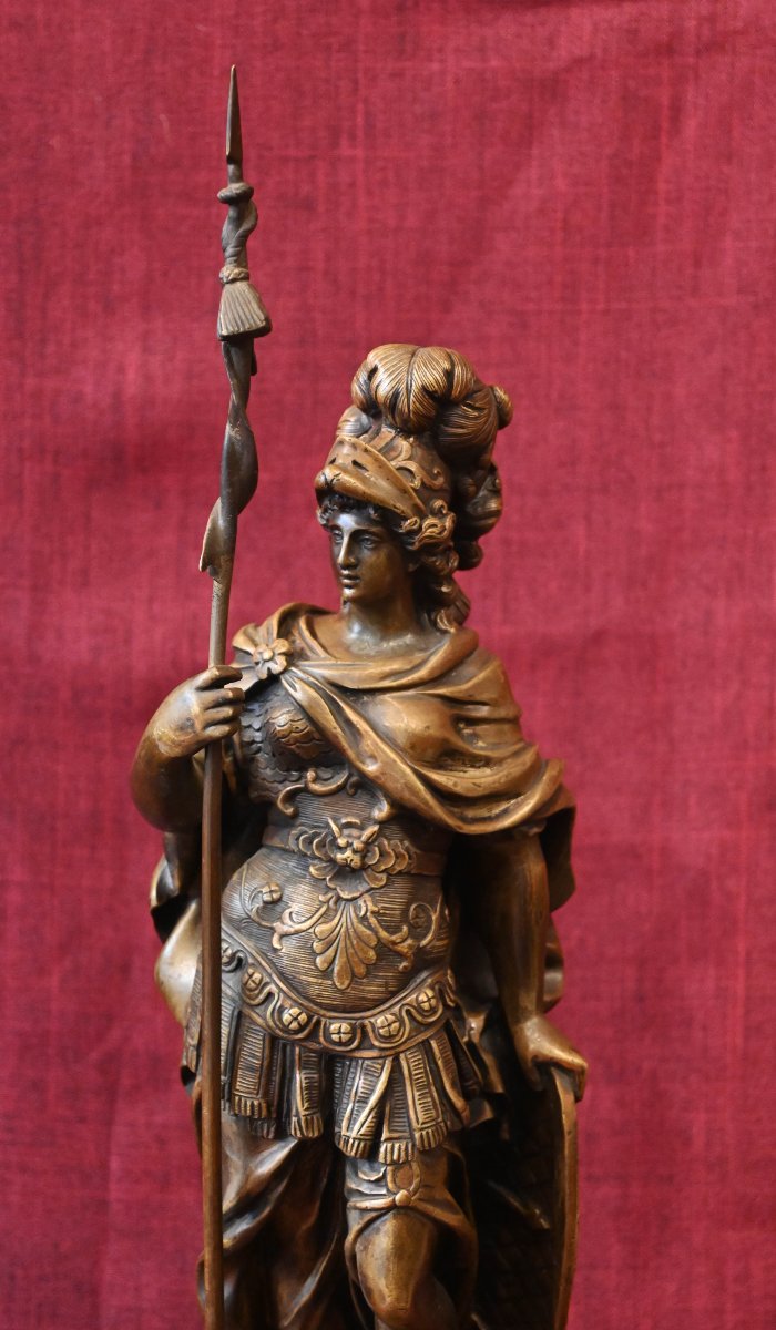 Mathurin MOREAU (1822-1912) – Paire de Bronzes « Athéna et Mars » en Armure-photo-4