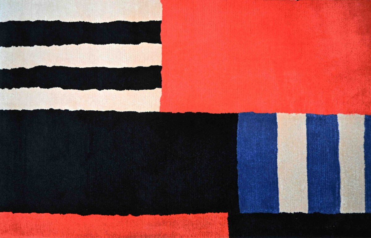 20th Century Living Room Rug, Sonia Delaunay, Doubled – 145 × 220 Cm – No. 1579-photo-4