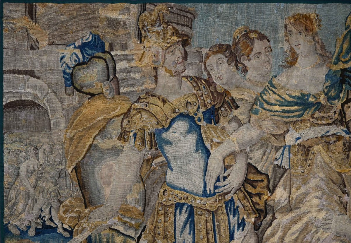 Tapisserie des Flandres XVIIe - Le rapt des Sabines - 200Lx185H - N° 1580-photo-2