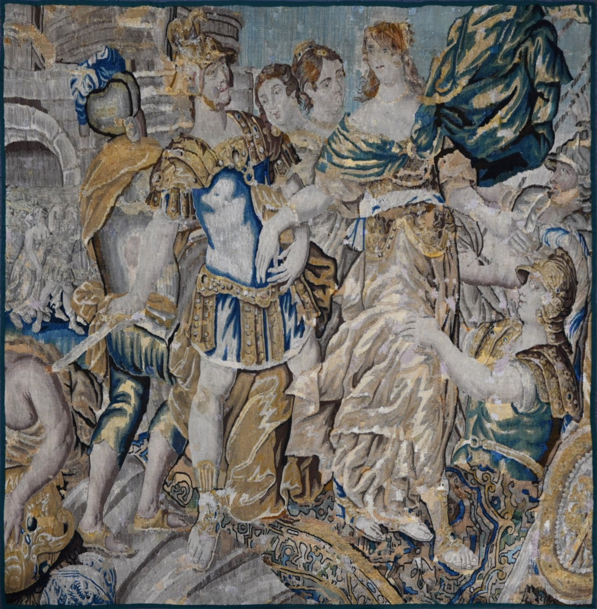 Tapisserie des Flandres XVIIe - Le rapt des Sabines - 200Lx185H - N° 1580