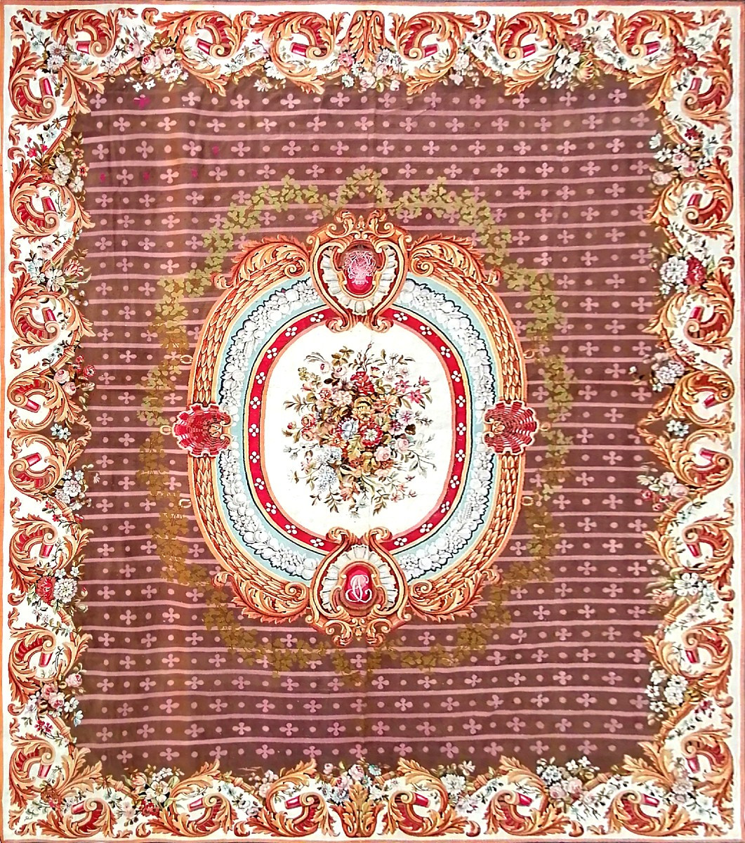 Pièce rare — Tapis Napoléon III de la manufacture d’Aubusson, Circa 1840 — 525×440 cm — N° 1068