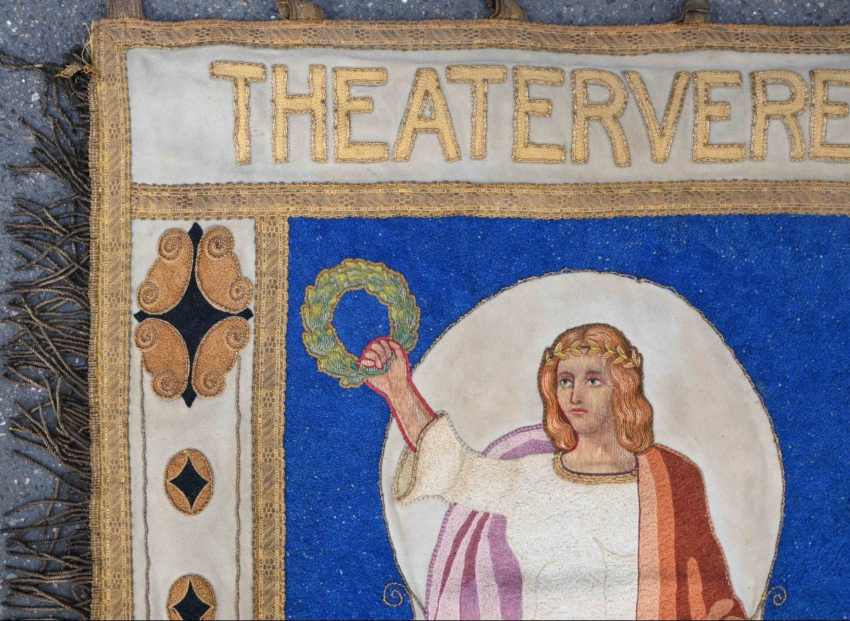 Ancien drapeau brodé – Theaterverein Concordia Haaren (1902) - 66Hx56L - N° 1581-photo-2