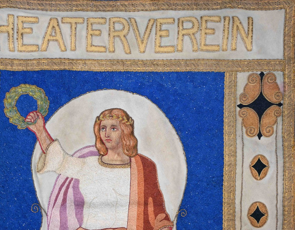 Ancien drapeau brodé – Theaterverein Concordia Haaren (1902) - 66Hx56L - N° 1581-photo-3