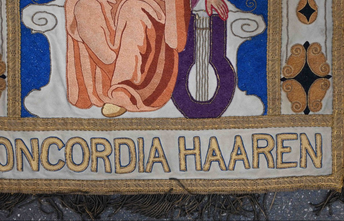 Ancien drapeau brodé – Theaterverein Concordia Haaren (1902) - 66Hx56L - N° 1581-photo-4
