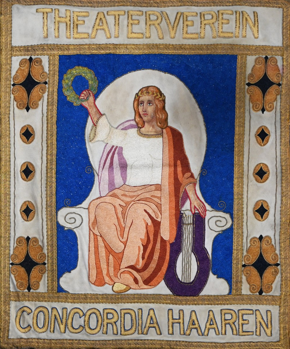 Ancien drapeau brodé – Theaterverein Concordia Haaren (1902) - 66Hx56L - N° 1581