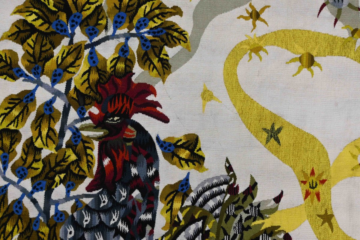 Les Coqs, Jean Lurçat - Tapisserie Aubusson, Atelier PINTON Freres - 300Lx155H cm - N° 1575-photo-7