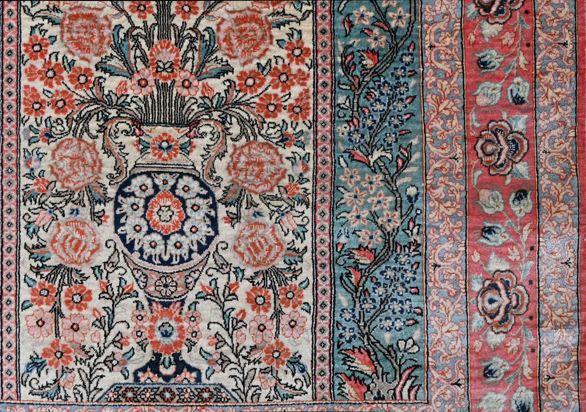Tapis du royaume de Perse, entièrement en soie - QOM ( Ghoum ), Circa 1980 - 72x116 - N° 1593-photo-2