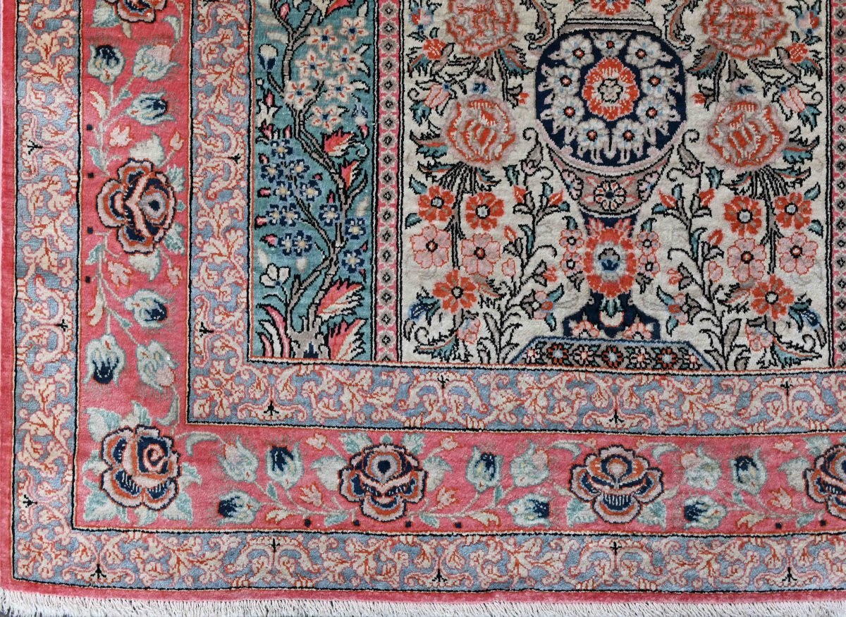 Tapis du royaume de Perse, entièrement en soie - QOM ( Ghoum ), Circa 1980 - 72x116 - N° 1593-photo-1