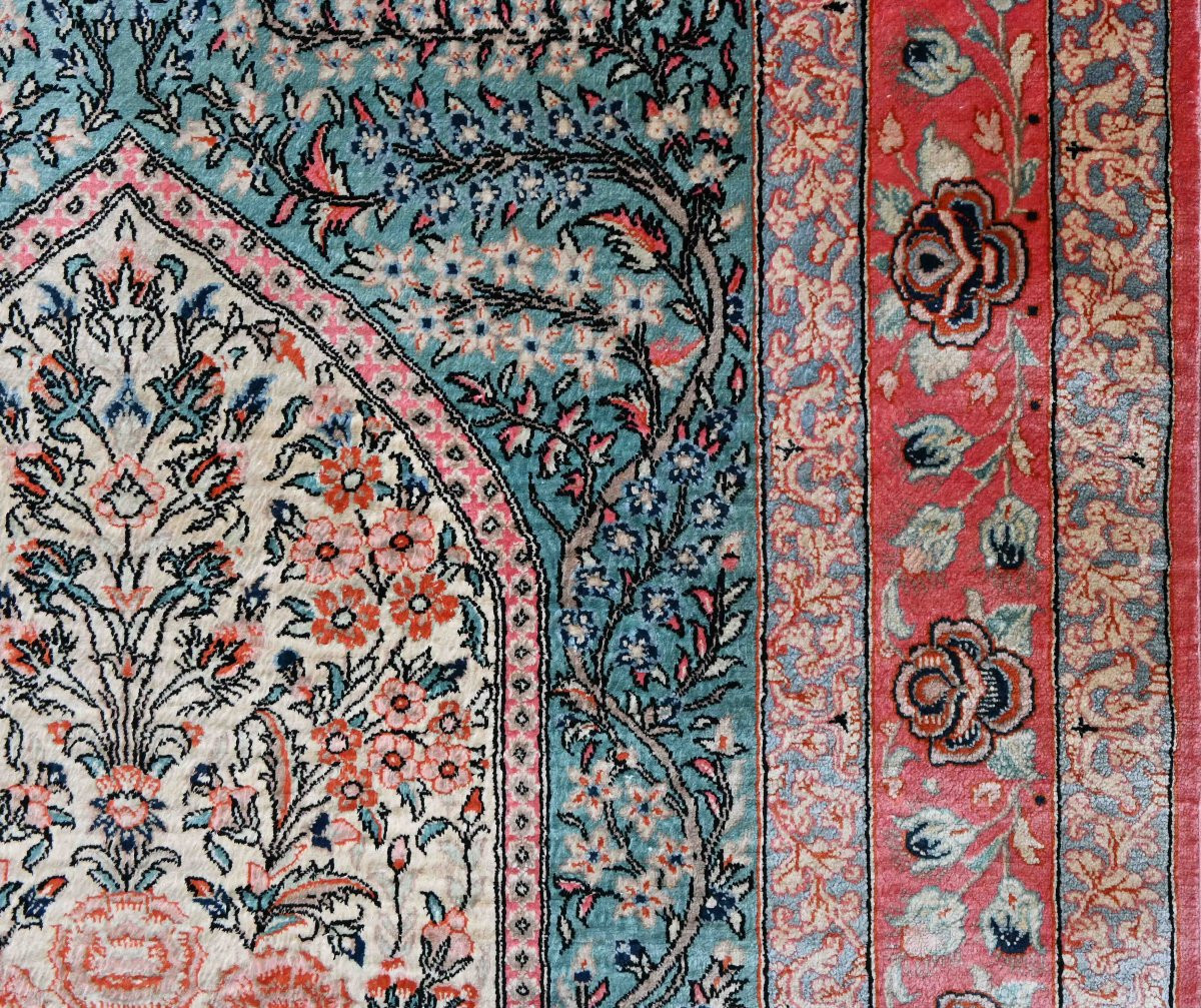 Tapis du royaume de Perse, entièrement en soie - QOM ( Ghoum ), Circa 1980 - 72x116 - N° 1593-photo-2