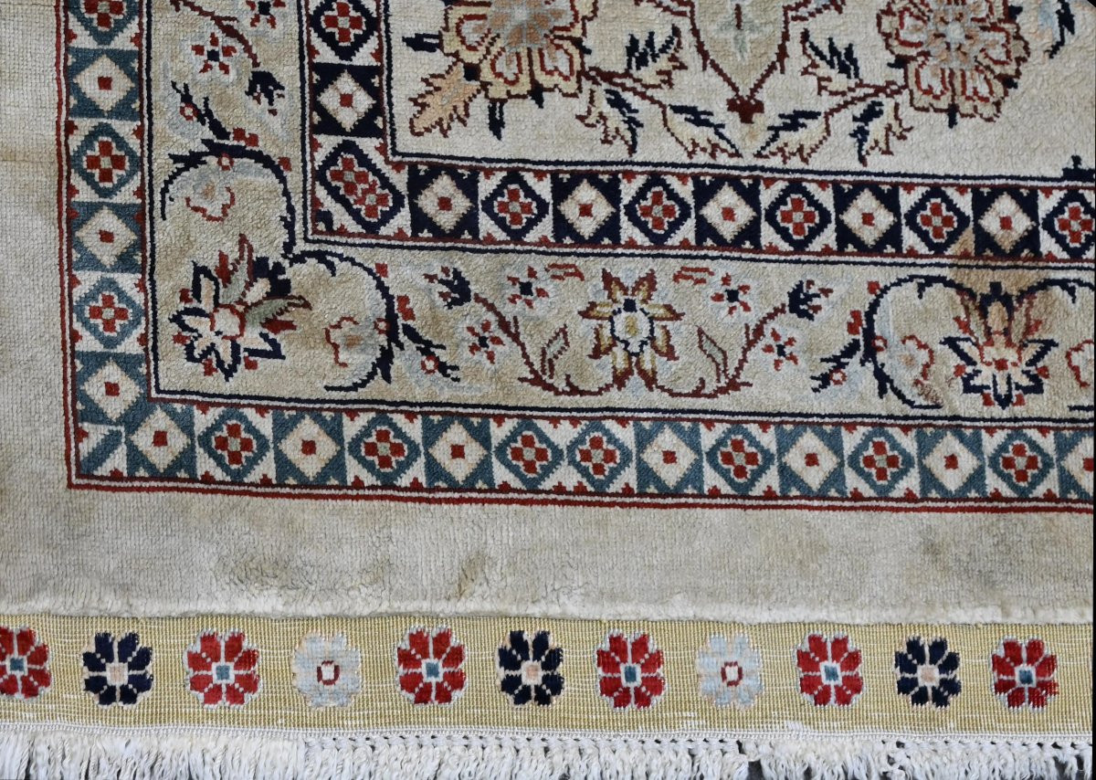 Tapis Persan Soie Sur Soie Vers 1970 Signé Manufacture de Qom (Ghoum) Iran- 3m07x2m45 - N° 1408-photo-6