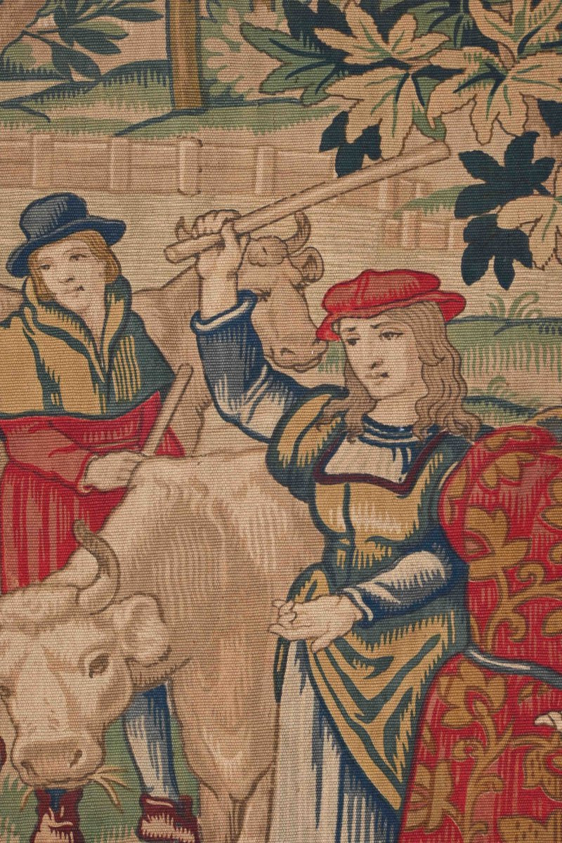 19th Century Medieval Tapestry, Pastoral Life - L135xh270 Cm - No. 1589-photo-6