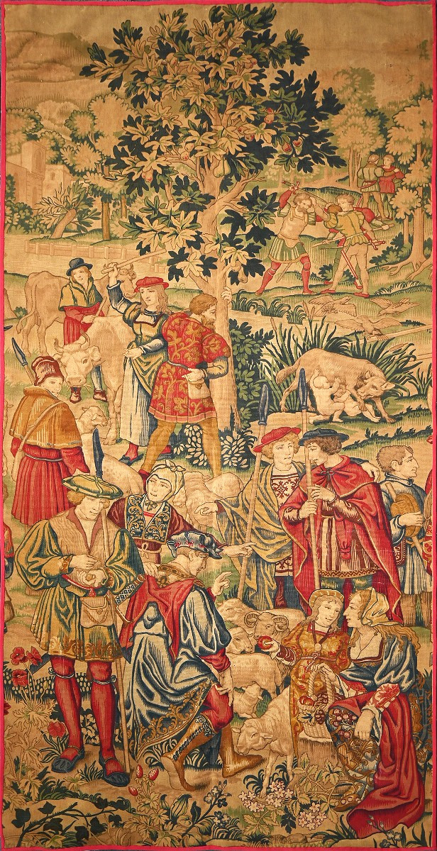 19th Century Medieval Tapestry, Pastoral Life - L135xh270 Cm - No. 1589