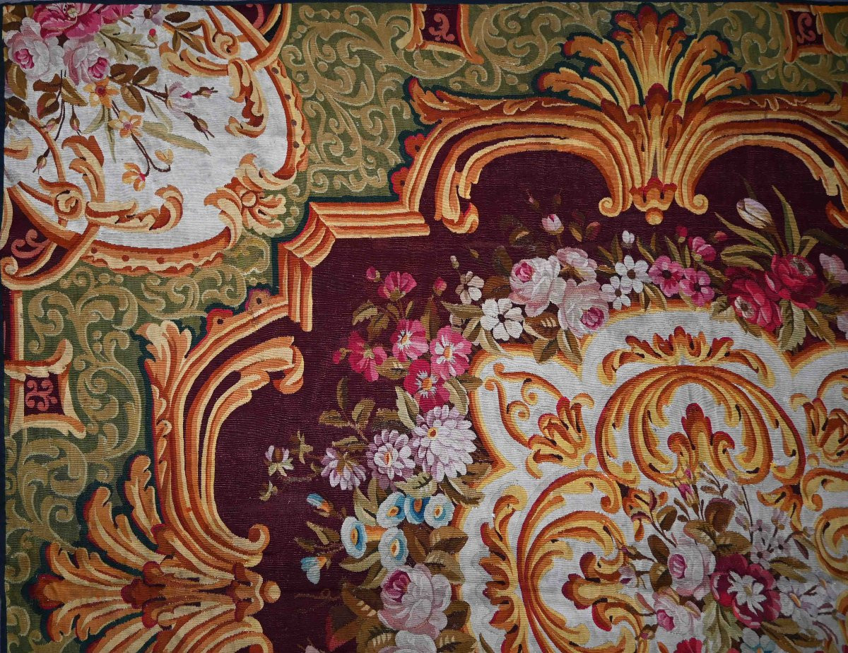 Tapis de la Manufacture Aubusson XIX ème siècle, d'epoque Napoleon III- 315x286 - N° 1592-photo-2