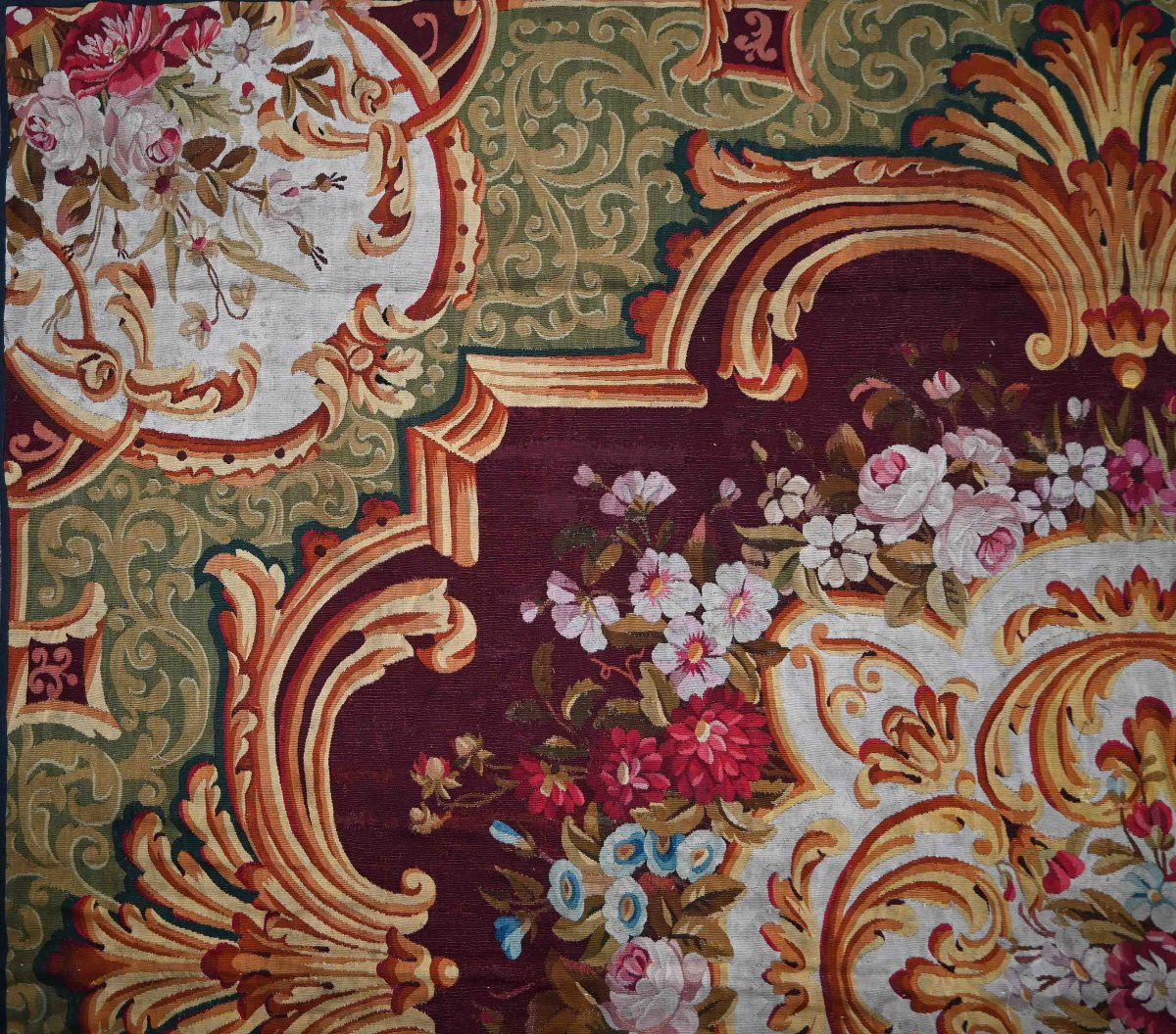 Tapis de la Manufacture Aubusson XIX ème siècle, d'epoque Napoleon III- 315x286 - N° 1592-photo-4