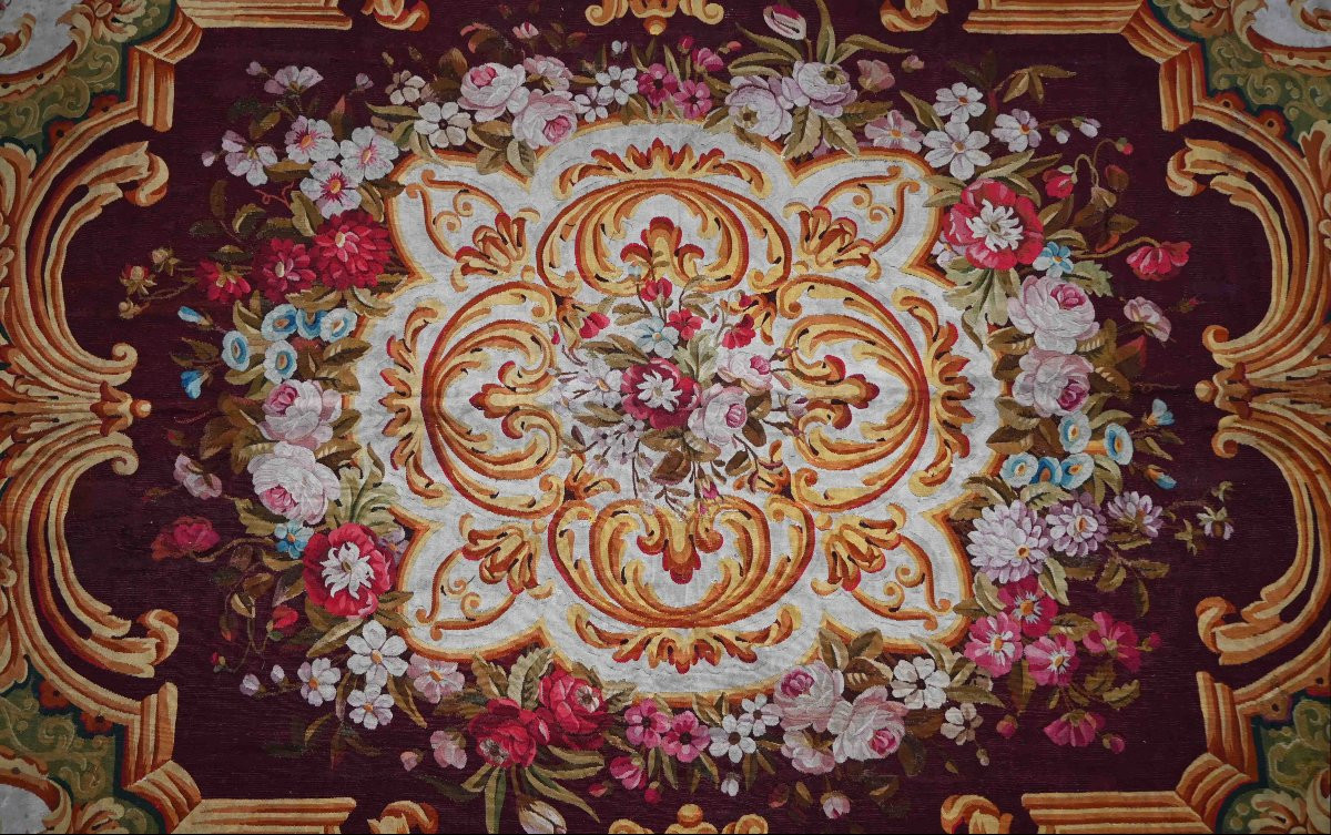 Tapis de la Manufacture Aubusson XIX ème siècle, d'epoque Napoleon III- 315x286 - N° 1592-photo-1