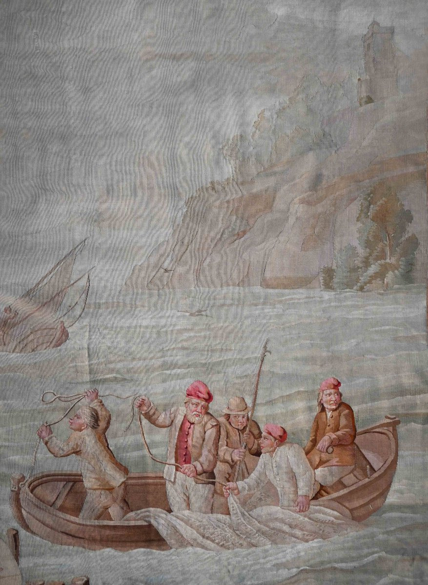 19th-century Beauvais Tapestry – “arrival Of The Fishermen” – 230x260cm - N°1406-photo-3
