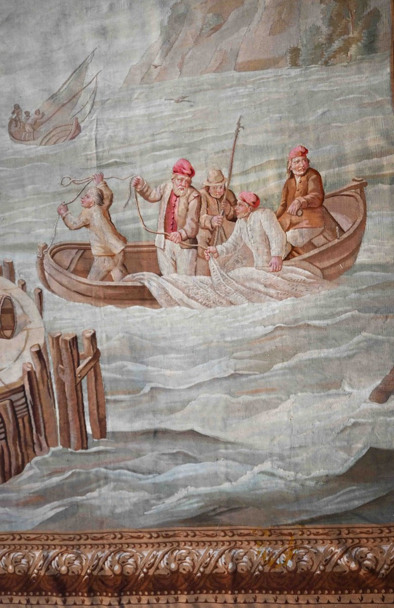 19th-century Beauvais Tapestry – “arrival Of The Fishermen” – 230x260cm - N°1406-photo-1