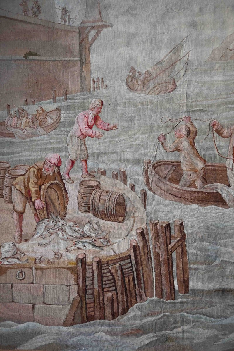 19th-century Beauvais Tapestry – “arrival Of The Fishermen” – 230x260cm - N°1406-photo-2