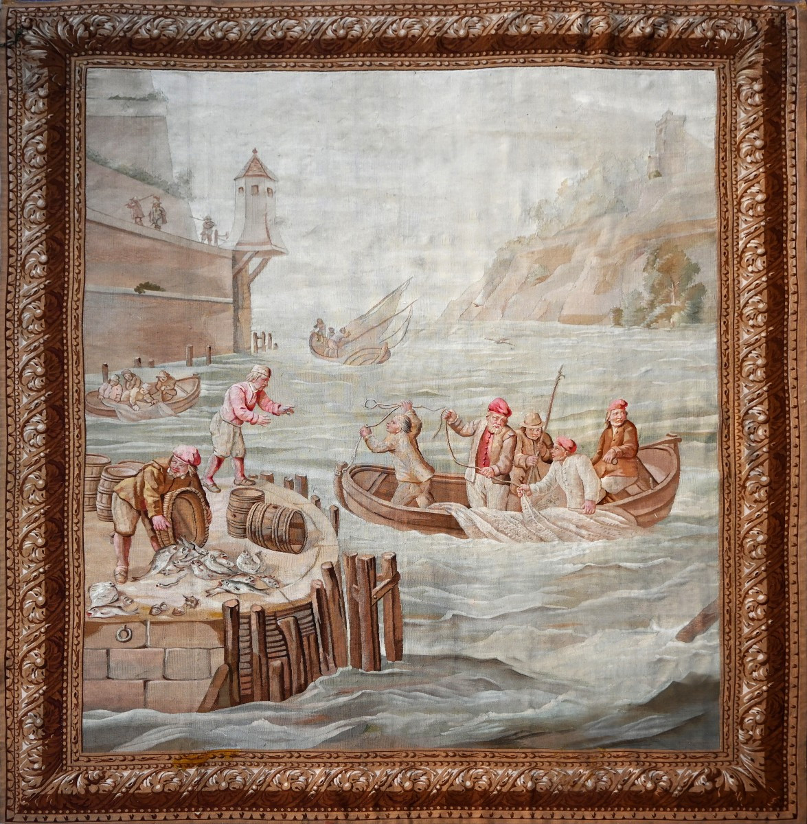 19th-century Beauvais Tapestry – “arrival Of The Fishermen” – 230x260cm - N°1406