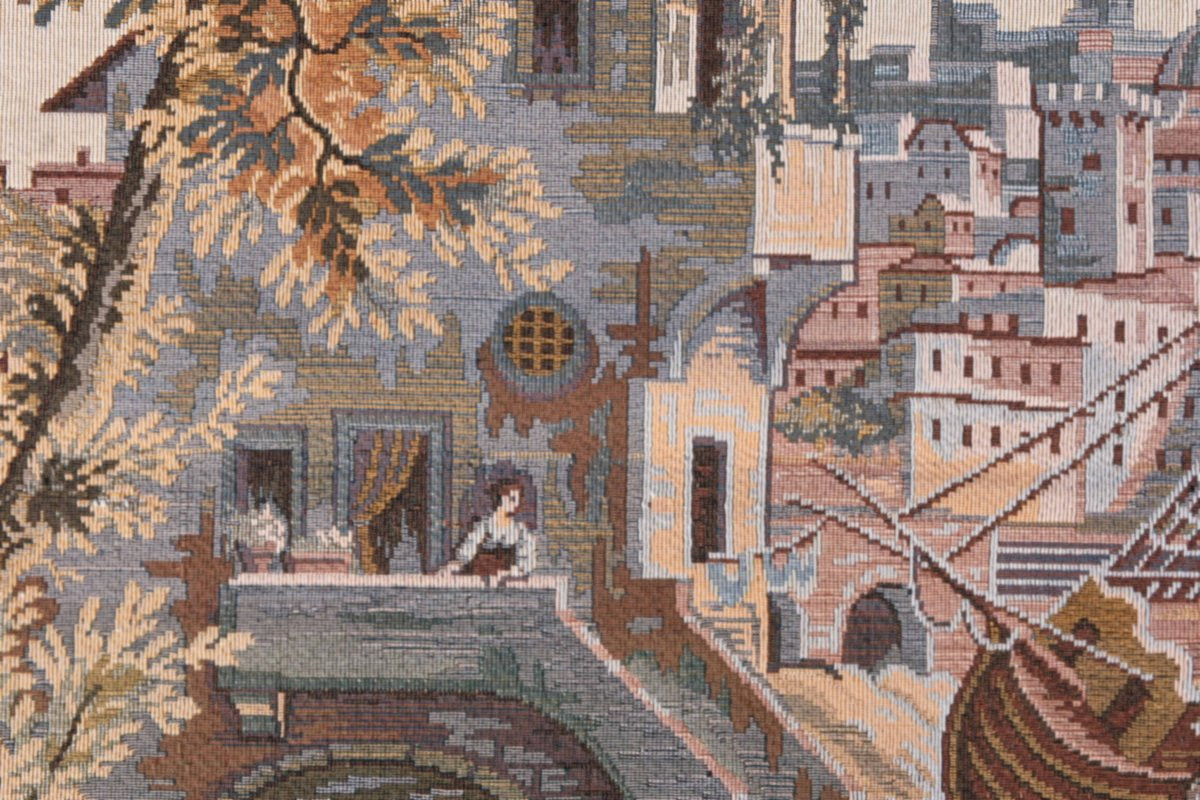 The Mediterranean Port - Jacquard Tapestry, Circa 1980 - 195cm W X 140cm H - No. 1617-photo-5