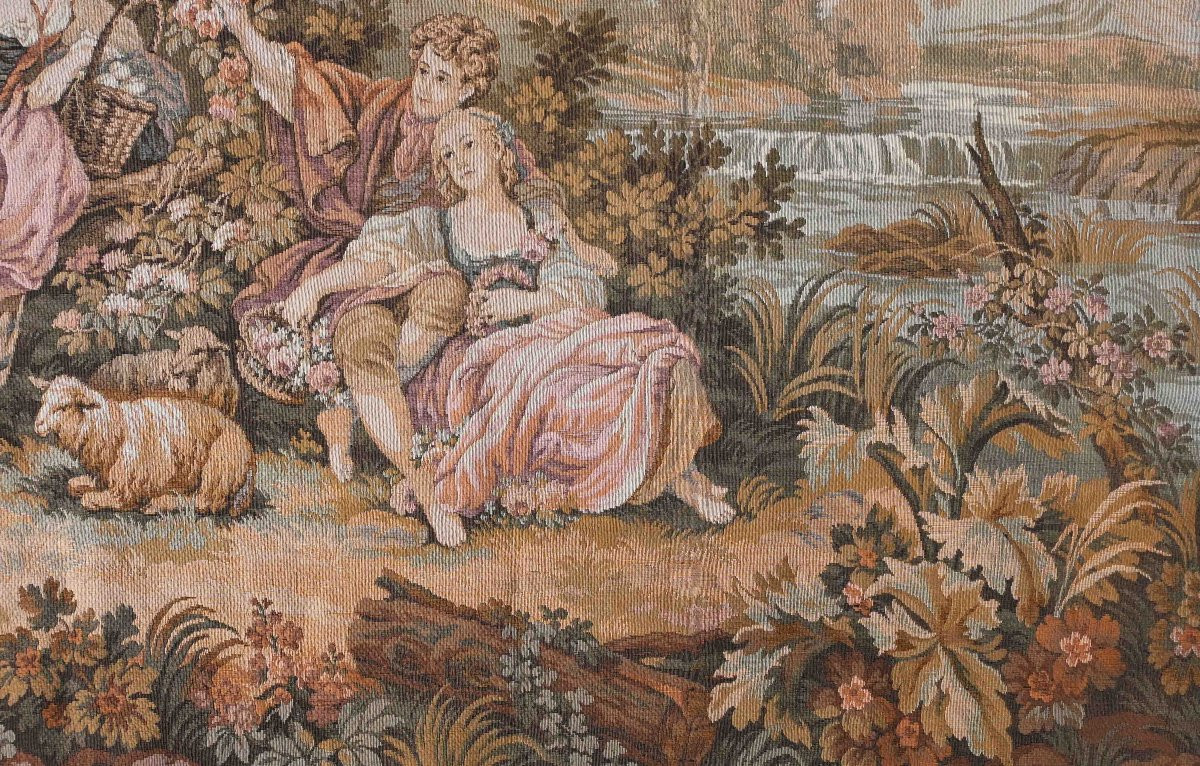 Tapestry From The Jacquard Manufactory, Paris, Circa 1920 - Country Scene - 2.15m X 1.24m - No. 1611-photo-1