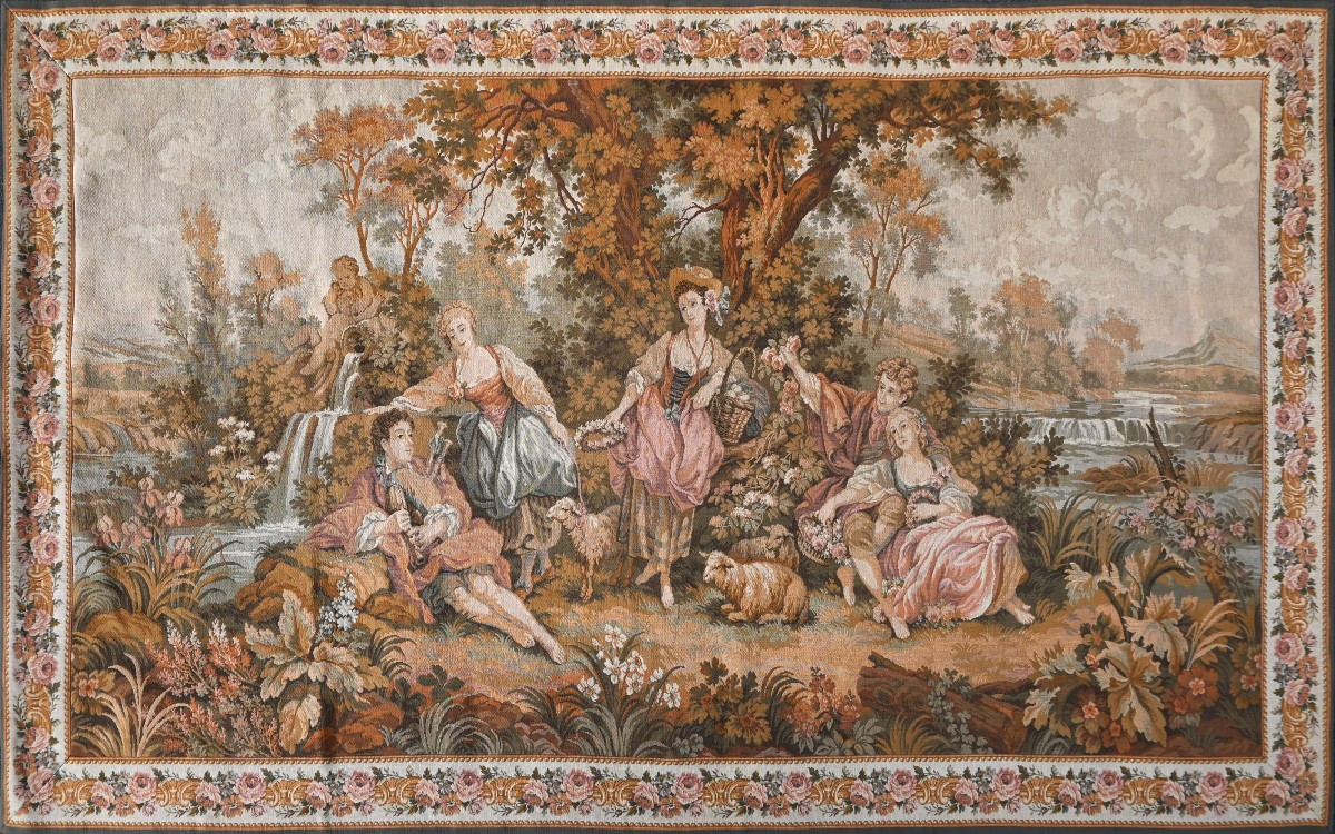 Tapestry From The Jacquard Manufactory, Paris, Circa 1920 - Country Scene - 2.15m X 1.24m - No. 1611