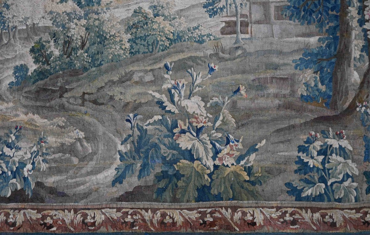 Tapisserie Verdure de la Manufacture d'Aubusson XVIIIe siecle - 348Lx216H cm - N° 1597-photo-4